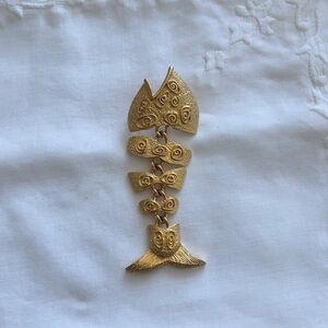 Gold Fish Skeleton Brooch